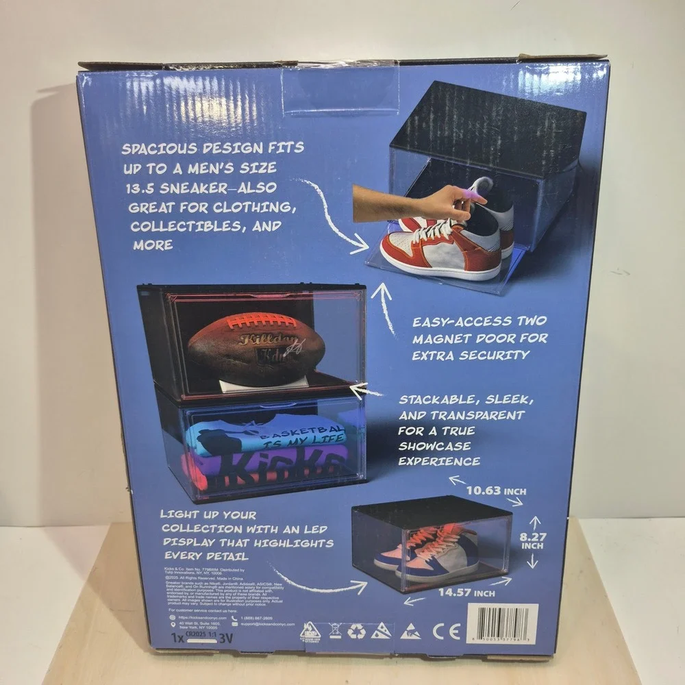 Kicks & Co Stackable Sneaker Storage LED Box USB Powered Fits up to Size 13.5